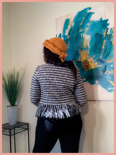 Load image into Gallery viewer, Black and White Fringe Vintage Blazer