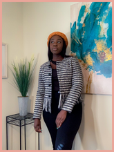 Load image into Gallery viewer, Black and White Fringe Vintage Blazer