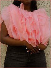 Load image into Gallery viewer, Flower Peach Tulle Top