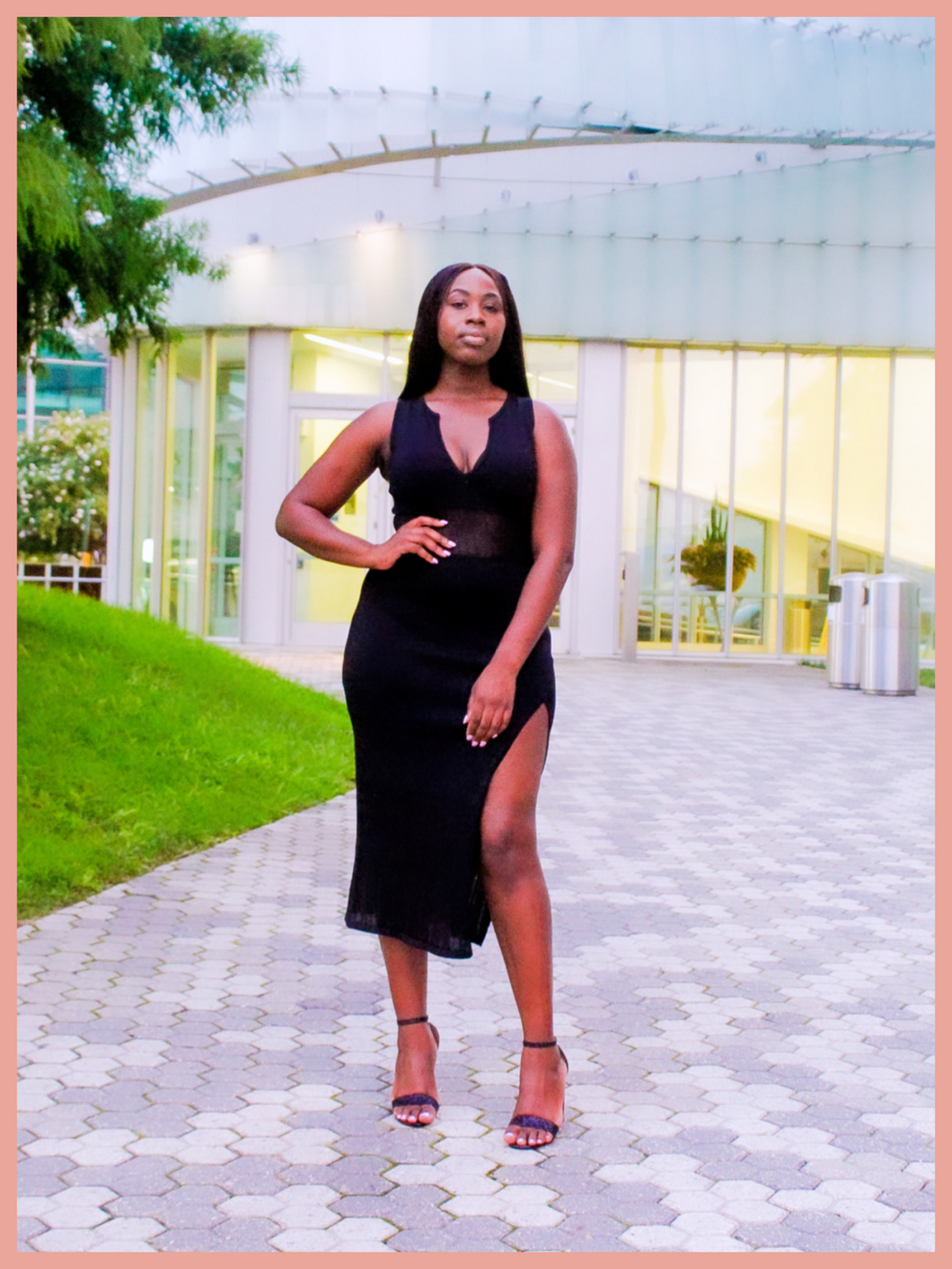 Black Midi Dress with Slit