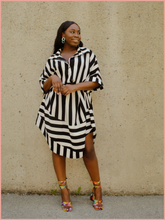 Load image into Gallery viewer, Black and White Stripe Dress
