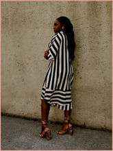 Load image into Gallery viewer, Black and White Stripe Dress
