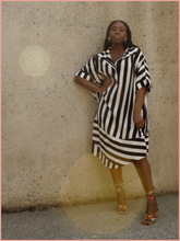 Load image into Gallery viewer, Black and White Stripe Dress
