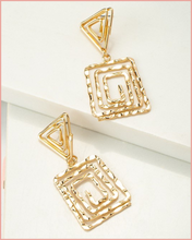 Load image into Gallery viewer, Triangle and Rectangle Coil Drop Earrings
