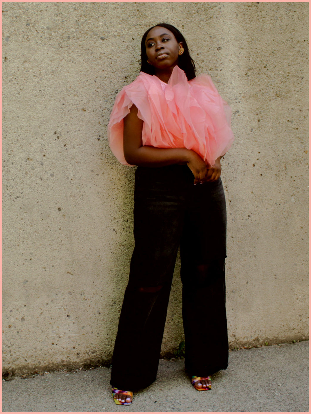 Flower Peach Tulle Top