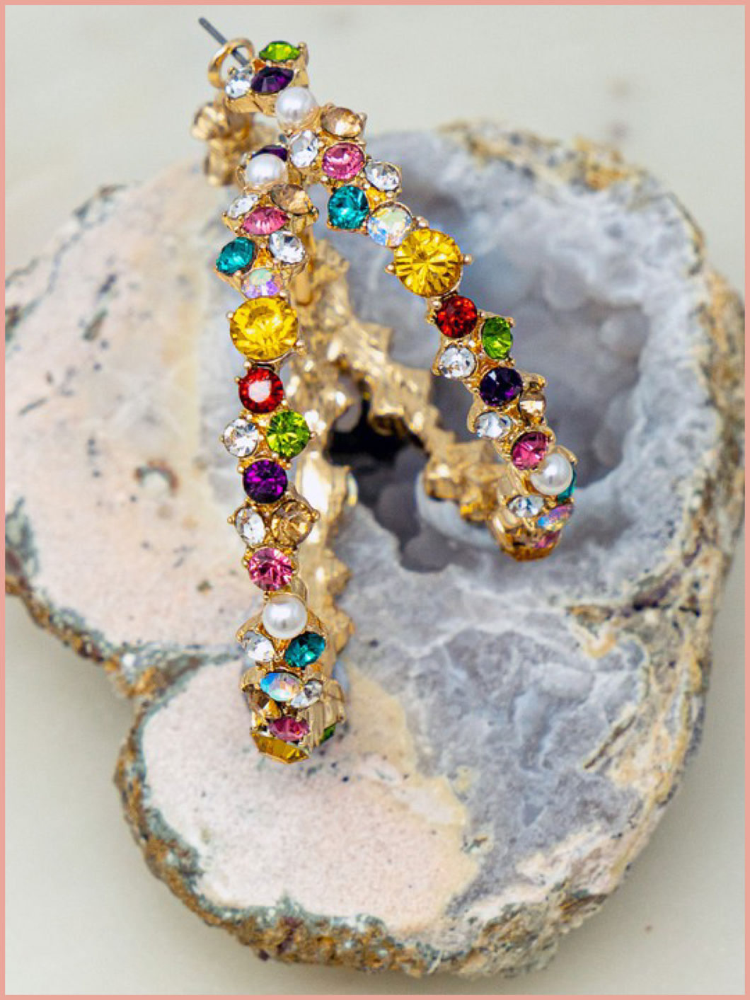 Multicolored Rhinestone Hoops